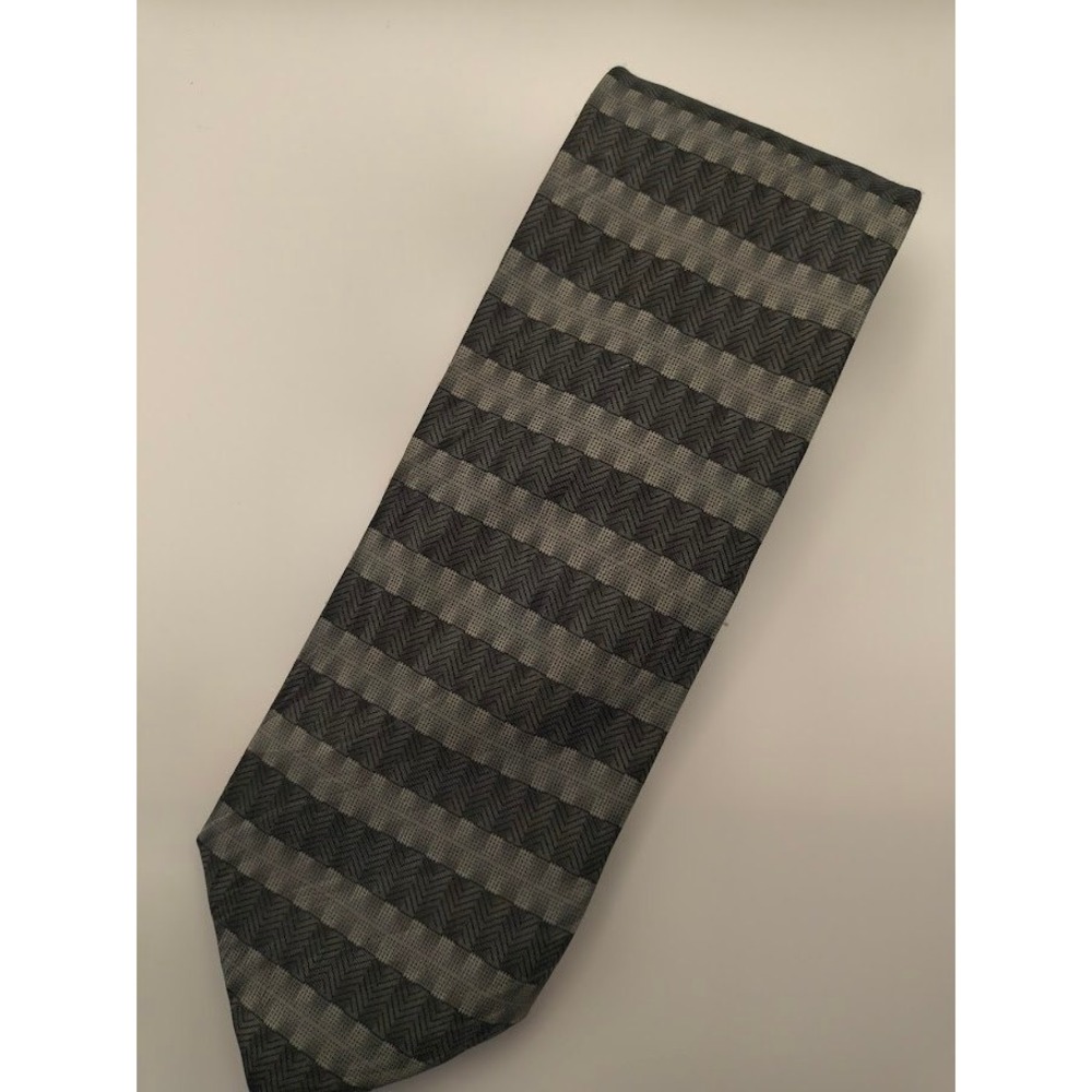 Cantoria Collection Mens Gray Patterned 100% Silk Necktie‎ Career Formal